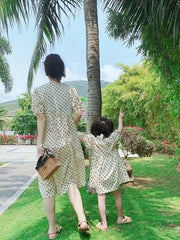 Toddler Girls Polka Dots Print Puff Sleeve Dress For Party Vacation 2-6Y