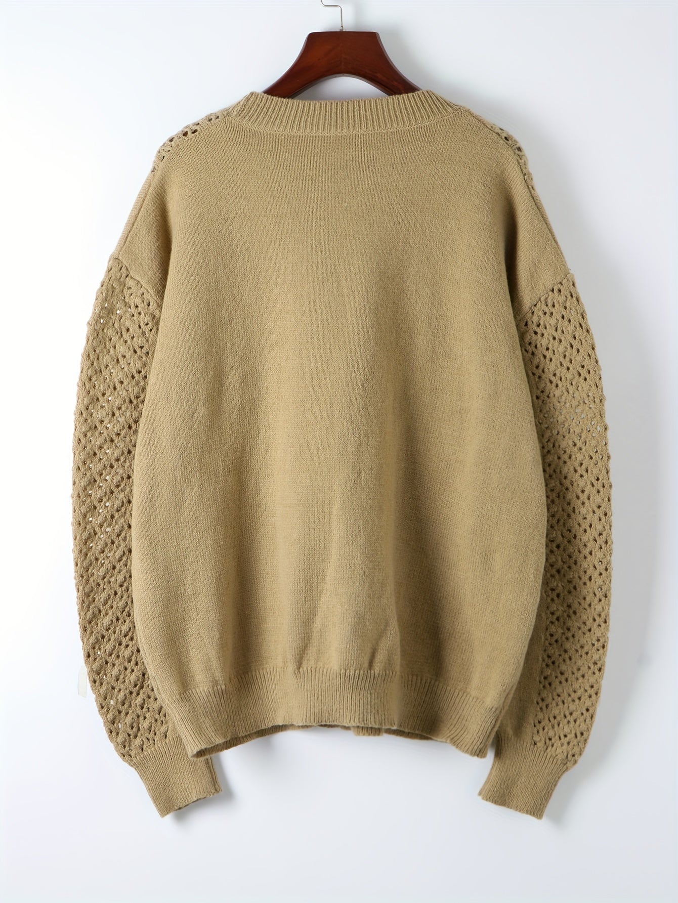Casual Sweater Women Solid Long Sleeve Drop Shoulder Knit Jumper