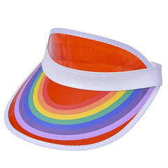 PVC Rainbow Elastic Visor Hats UV Protection Sun Hats