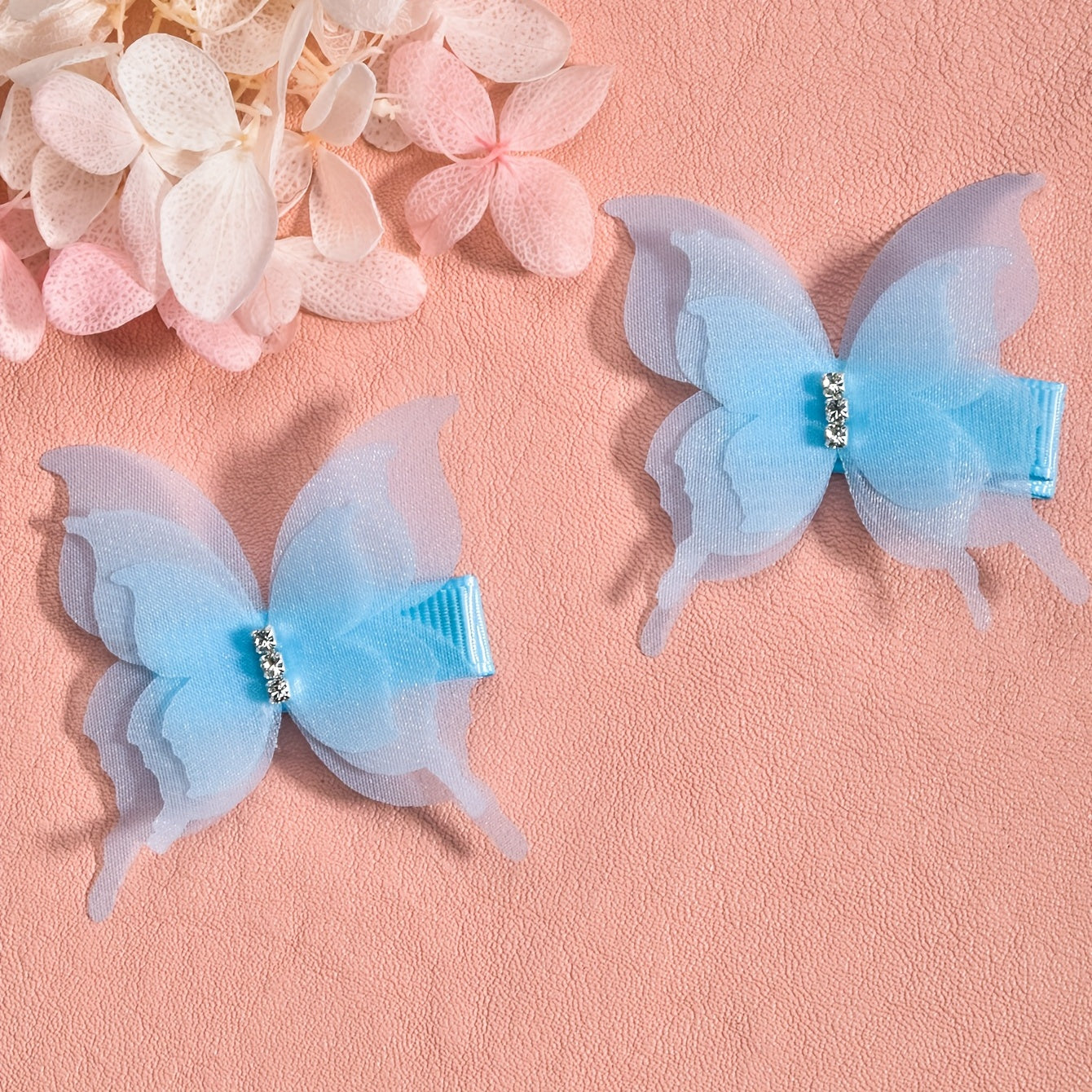 2pcs Chiffon Butterfly Hair Clips - Perfect Holiday Party Gift