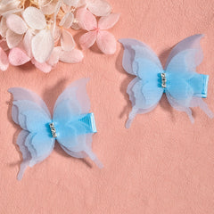 2pcs Chiffon Butterfly Hair Clips - Perfect Holiday Party Gift