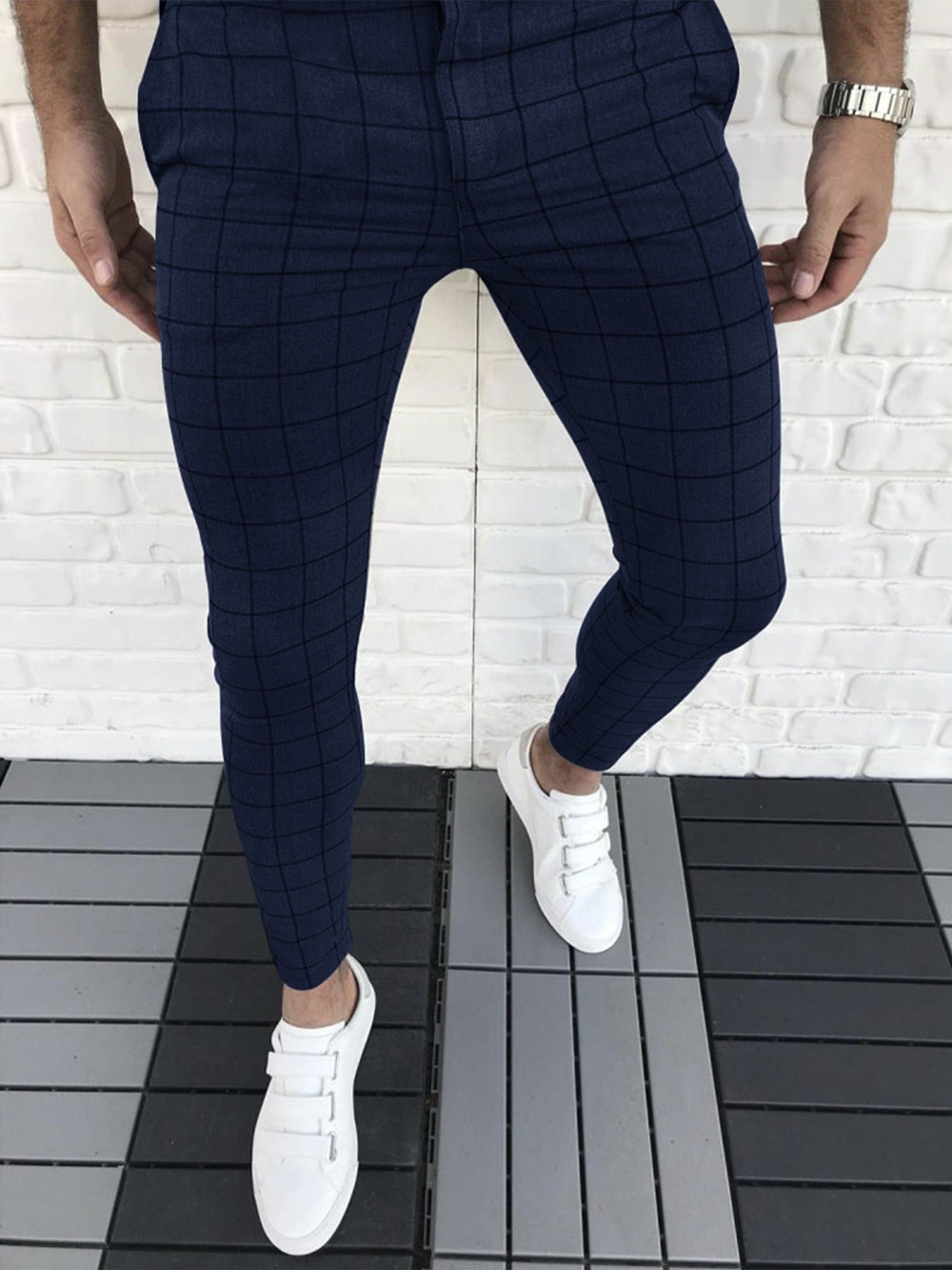 Men's Checkered Slim Fit Pants