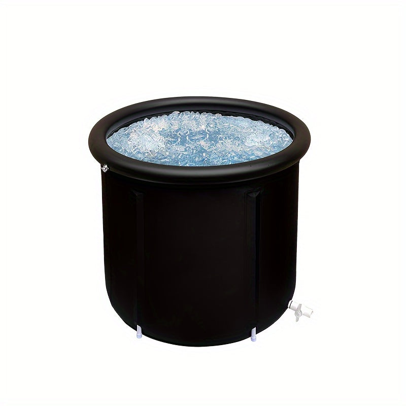 Portable Ice Bath Tub Hot/Cold Water Bucket w/ Double Drainage