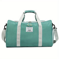 Letter Patch Decor Travel Luggage Bag Wet And Dry Separation