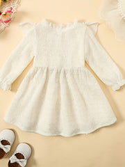 Baby Girls Boho Style Long Sleeve Ruffle Jacquard Dress