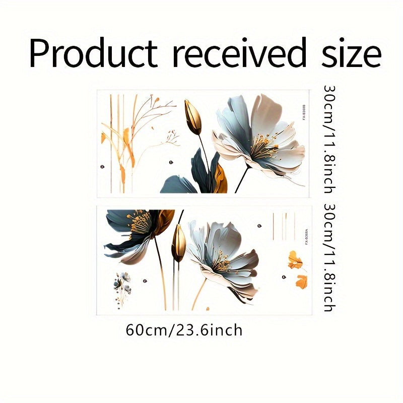 2pcs 3D Flower Wall Stickers Living Room Pvc Self-adhesive 23.6 x 11.8 inch