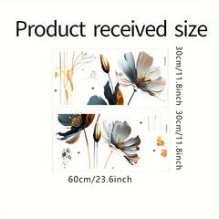 2pcs 3D Flower Wall Stickers Living Room Pvc Self-adhesive 23.6 x 11.8 inch