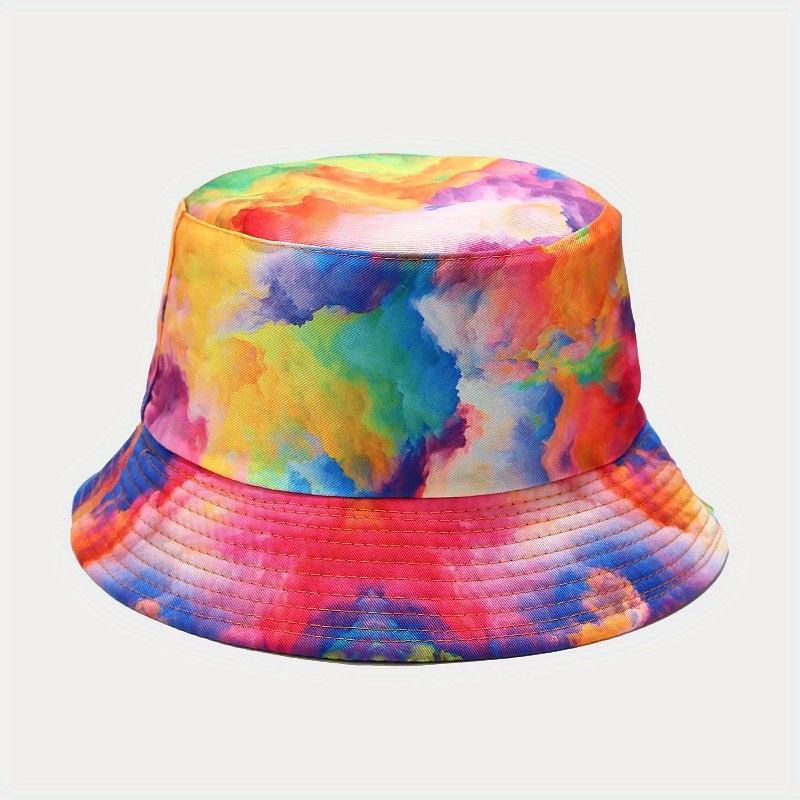 Hip Hop Reversible Bucket Hat Tie Dye Print Fisherman Cap
