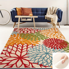 Modern Floral Machine Washable Rug Area Rugs Non Slip Colorful Throw Rug