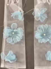 Transparent Floral Bridal Gloves with Pastel Flowers Wedding Party Formal Events