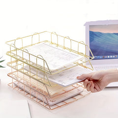 Metal Letter Tray Stackable Magazine File Rack Paper Manager