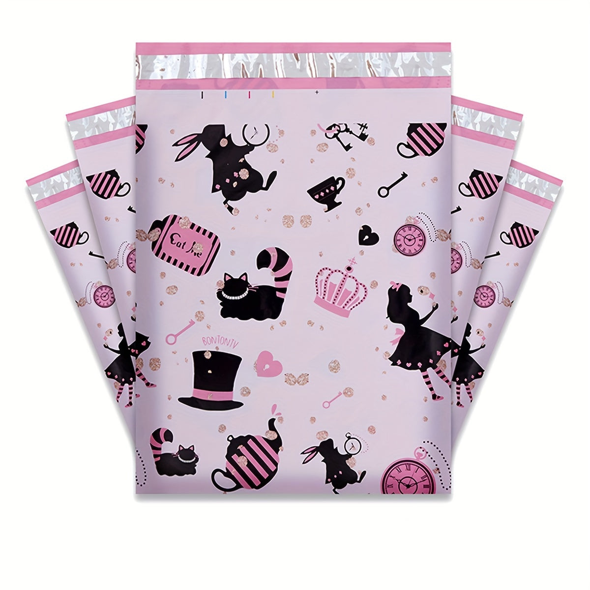 5pcs Light Pink Printed Courier Bag Thickened