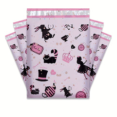 5pcs Light Pink Printed Courier Bag Thickened