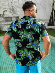 Men's Hawaiian Style Tree Pattern Slim Fit T-shirt