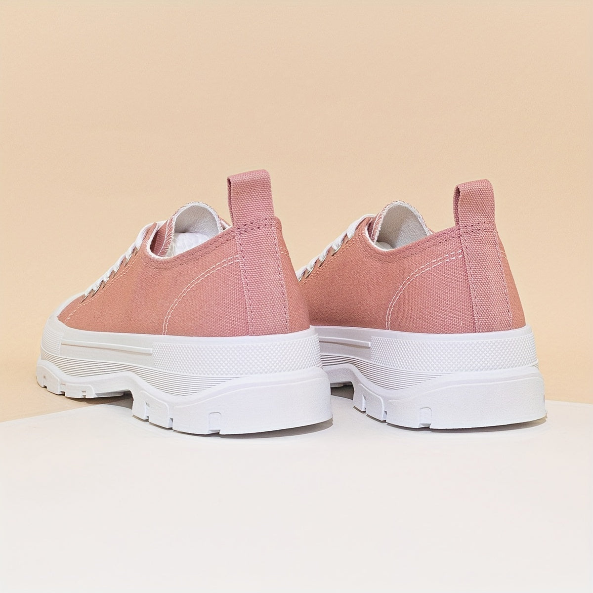 Women's Platform Canvas Shoes Lace Up Low Top Sneakers