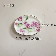 Dollhouse Ceramic Plate with Natural Pattern - Kitchen Props