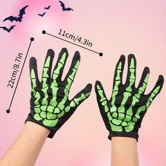 Skull Gloves Halloween Ghost Gloves Party Props Yellow Green Gloves