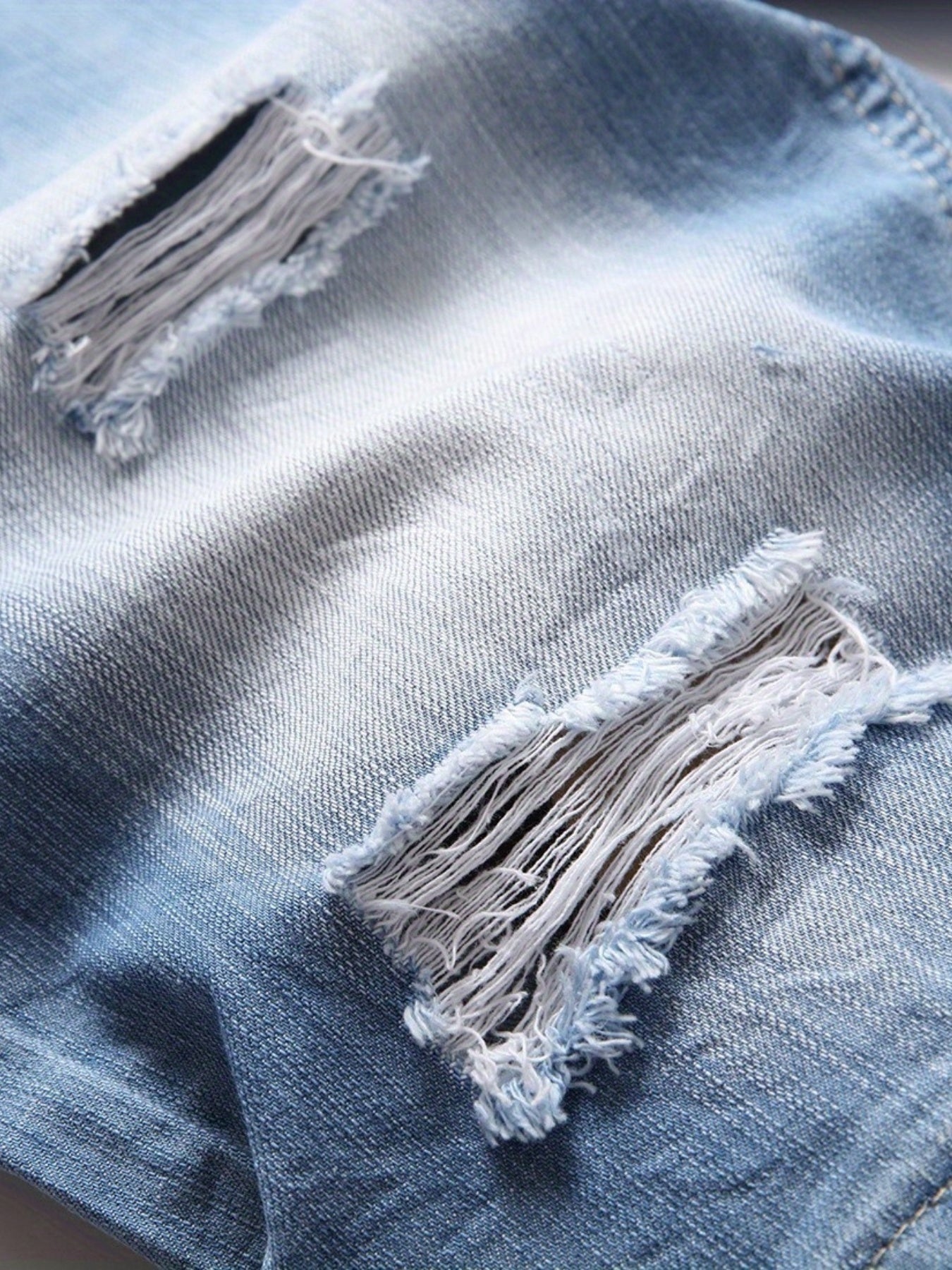 Men's Ripped Denim Shorts - Street Style Distressed Denim Shorts
