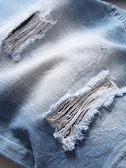 Men's Ripped Denim Shorts - Street Style Distressed Denim Shorts