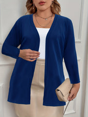 Casual Cardigan Women's Plus Solid Long Sleeve Open Front