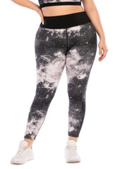 Galaxy Print Plus Size Yoga Leggings Women's Medium Stretch Workout Leggings