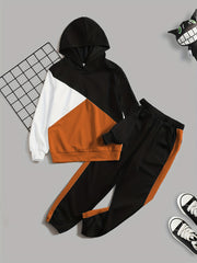 Boys 2pcs Hoodie Top & Sports Trousers Set for Spring/Autumn