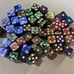 16MM 6-Sided Dice Set 10 Colors Acrylic With Velvet Bag