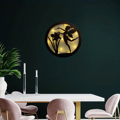 Kids Room Wall Clock LED Light Retro Wooden Sign Hanging Decoration