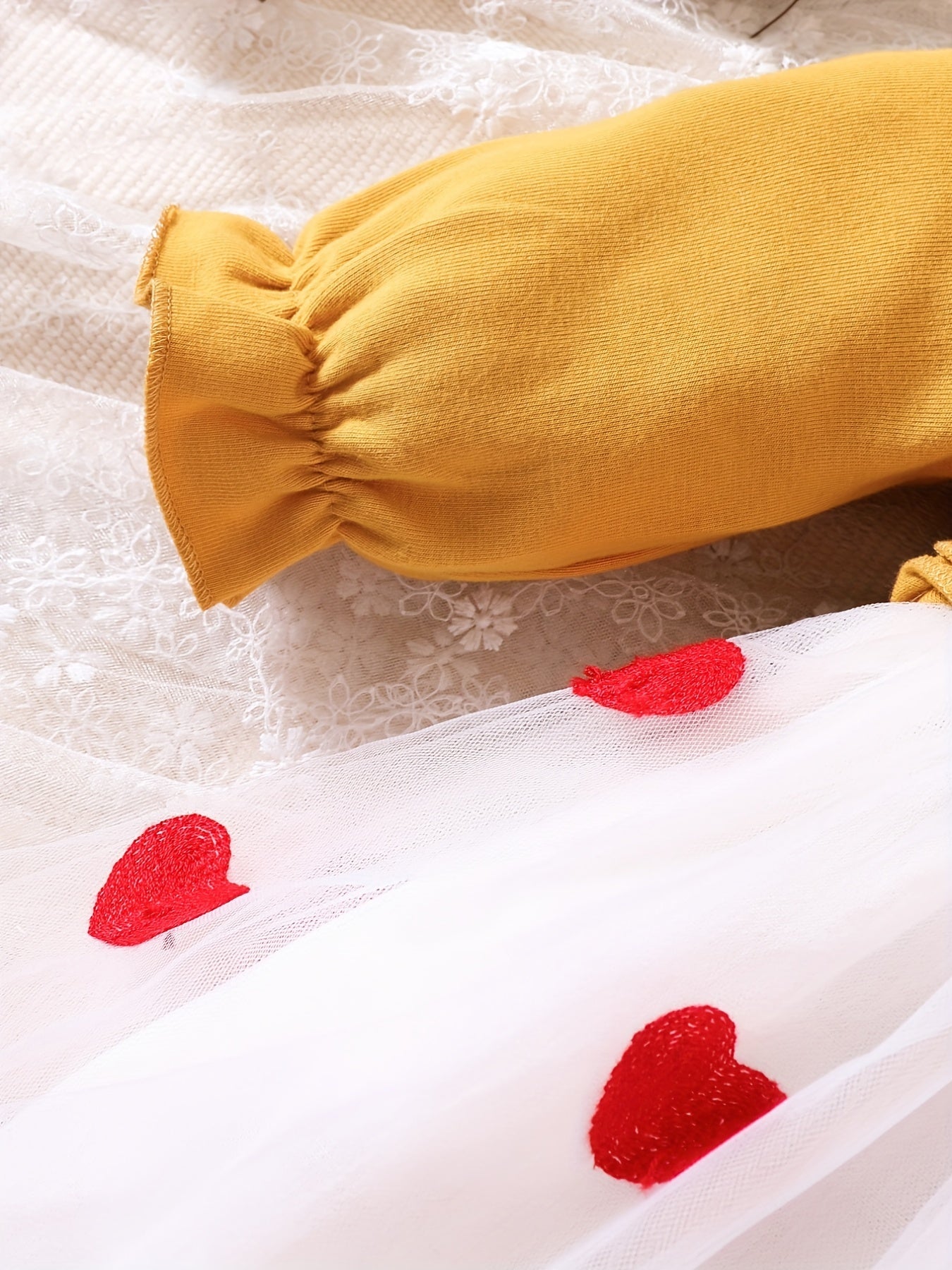 Sweet Heart Dress For Toddler Baby Girls Long Sleeve Mesh Tulle Stitching