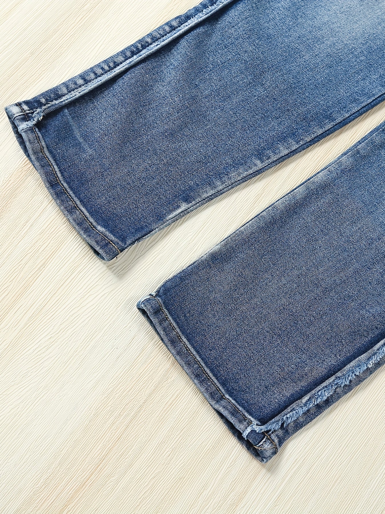 Girls' Raw Cut Skinny Jeans Stretchy Casual Street Tight Fit Denim Trousers