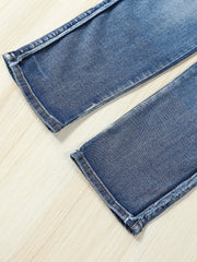 Girls' Raw Cut Skinny Jeans Stretchy Casual Street Tight Fit Denim Trousers
