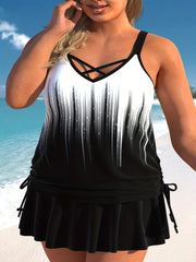 Glitter Stripe Tank & Skirt Bikini Set