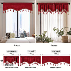 European Style Chenille Window Valance with Tassels - Soft and Stylish Wave