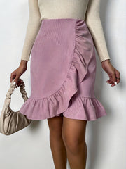 Ruffle Trim Mini Skirt Bag Hip Casual