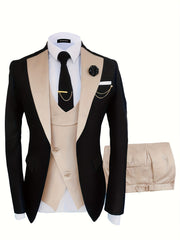 Formal 3 Pieces Set Men's Business Suit for Dinner Wedding Party