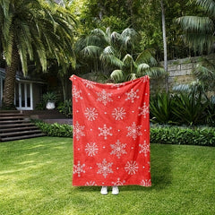Christmas Snowflake Print Flannel Blanket Soft Warm Throw Blanket