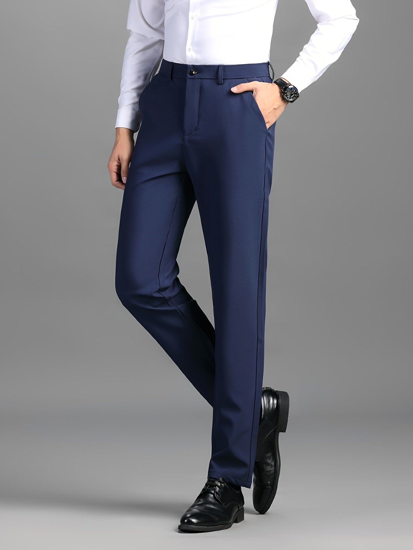 Men's Classic Formal Dress Pants Solid Stretch Business