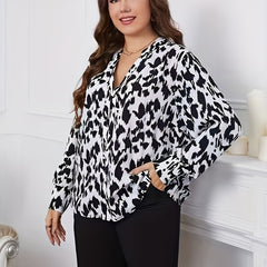 Leopard Print Long Sleeve Blouse