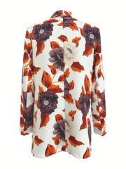 Floral Print Long Sleeve Office Blazer