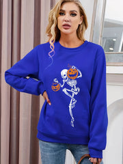 Skull Print Pullover Sweatshirt for Women