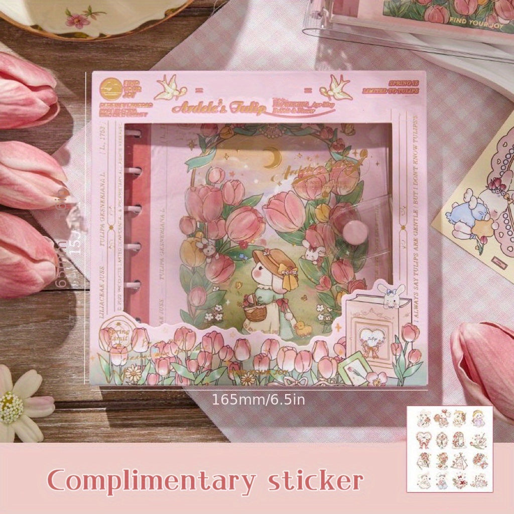 Tulip Dream Square Journal Book PVC Soft Shell Loose-leaf Square Grid Core