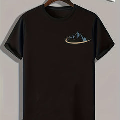 Mountain Print Men's Comfy T shirt - Outdoor Summer Tee
