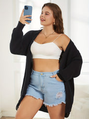 Casual Cardigan Lantern Sleeve Ripped Stretch Cardigan