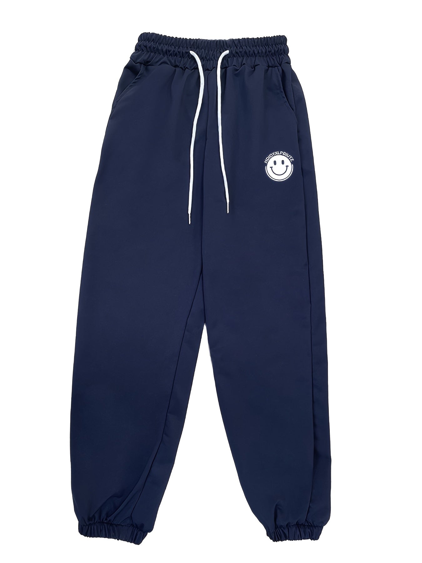 Men's Smile Print Drawstring Sweatpants Soft Active Pants