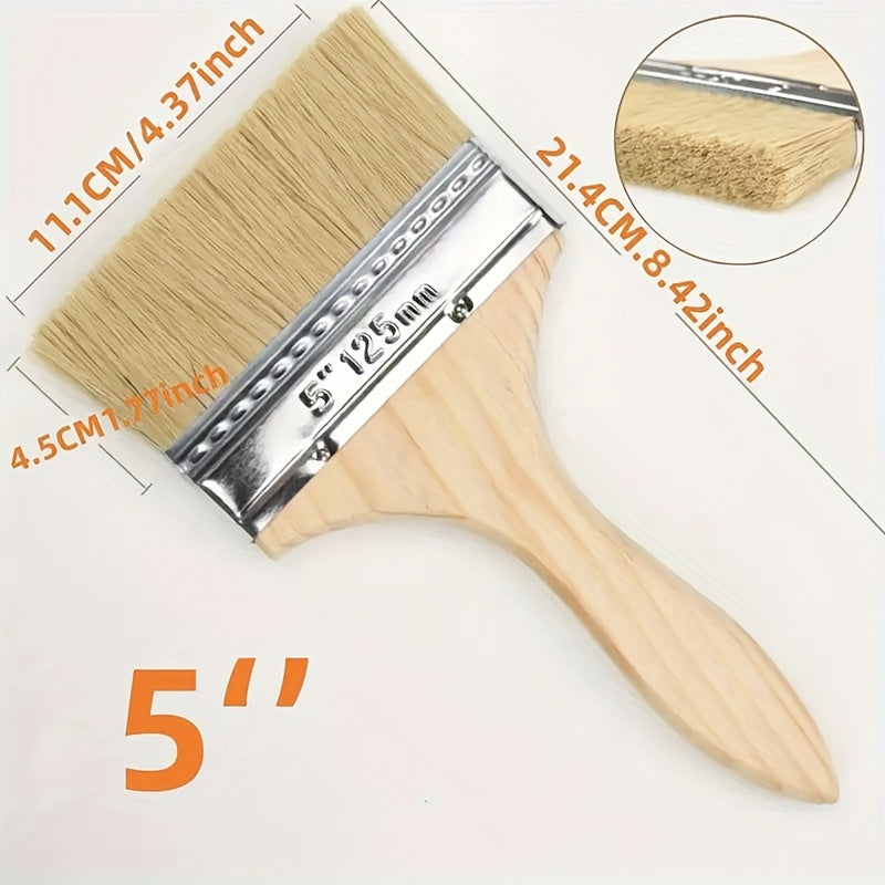 Thickened Natural Paint Brush Set with Decorative Small & Stain Brushes