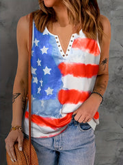 Flag Print V Neck Tank Top Summer Women's Clothing