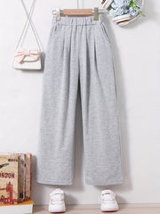 Girls' Wide Leg Plain Pants Trousers for Street Outfits