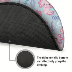 Axolotl Round Mouse Pad Non Slip Rubber Base Home Office Decor Desk Accessories