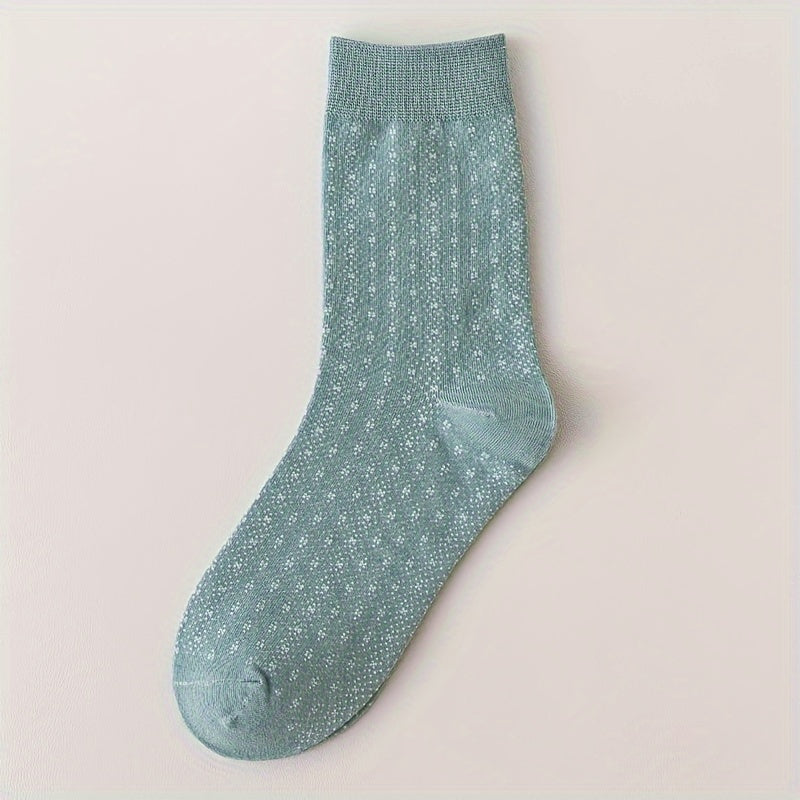 10 Pairs Geometric Pattern Socks Breathable Mid Tube Women's Stockings
