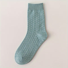 10 Pairs Geometric Pattern Socks Breathable Mid Tube Women's Stockings